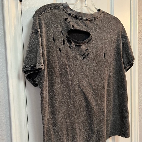 Free People XS We The Free Rubi Short Sleeve Distressed Grey Gray - Picture 5 of 5
